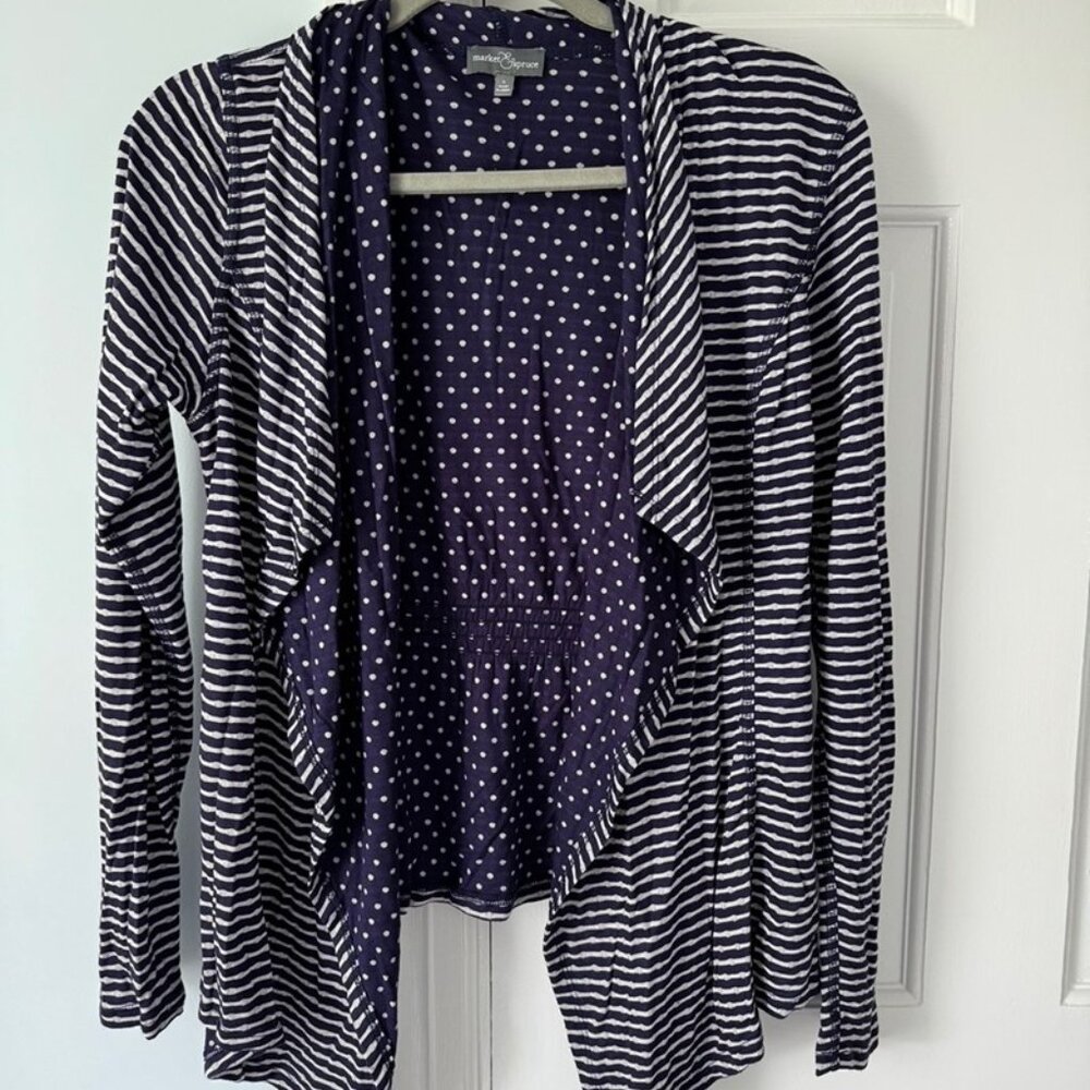 Market & Spruce - Margerie Stripe & Dot Open Cardigan